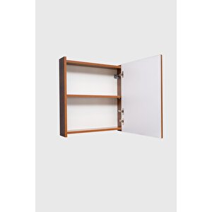 Aynalı Banyo Dolabı – Raflı Lavabo Üstü, Modern Tasarım 45x70 Ceviz