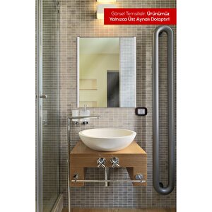 Aynalı Banyo Dolabı – Raflı Lavabo Üstü, Modern Tasarım - 65x60 Beyaz