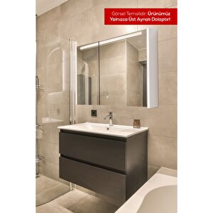 Aynalı Banyo Dolabı – Raflı Lavabo Üstü, Modern Tasarım- 80x60