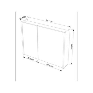 Aynalı Banyo Dolabı – Raflı Lavabo Üstü, Modern Tasarım- 80x60