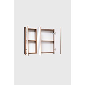 Aynalı Banyo Dolabı – Raflı Lavabo Üstü, Modern Tasarım - 80x70 - Üç Kapaklı Depolama