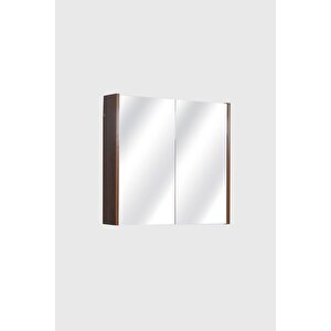 Aynalı Banyo Dolabı – Raflı Lavabo Üstü, Modern Tasarım - 65x70 - Çift Kapak
