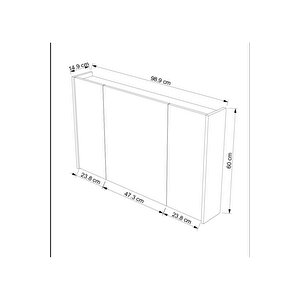 Aynalı Banyo Dolabı – Raflı Lavabo Üstü, Modern Tasarım - 95x60