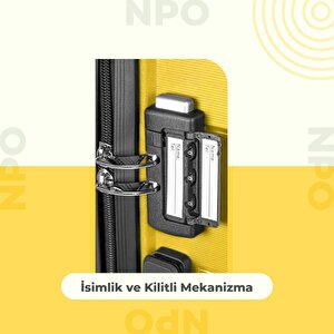 Npo Diamond Polipropilen Büyük Ve Küçük Boy 2'li Kırılmaz Valiz Seti-Sarı