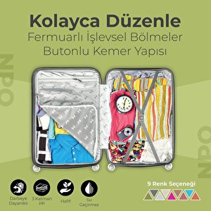 Npo Diamond Pp(polipropilen) Küçük Ve Orta Boy 2'li Kırılmaz Valiz Seti-Siyah