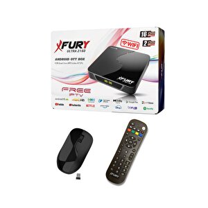 Fury Android Tv Box Medya Oynatıcı 16gb Hafıza Dahili Wifi - Kablosuz Mouse - Çanaksız Tv İzleme