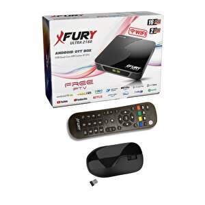 Fury Android Tv Box Medya Oynatıcı 16gb Hafıza Dahili Wifi - Kablosuz Mouse - Çanaksız Tv İzleme