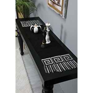 Saçaklı Ve Motifli Runner 120x40 Cm,r-91o Siyah