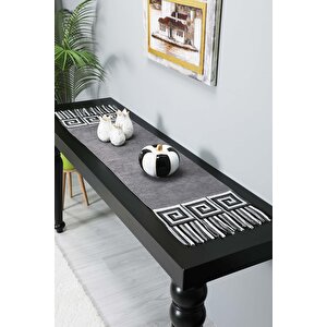 Saçaklı Ve Motifli Runner 120x40 Cm,r-91o Gri