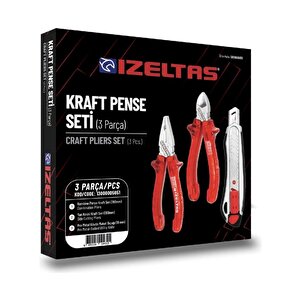 3'lü Kraft Pense Seti 3 Parça Kraft Pense 160mm Kraft Yan Keski 160mm Maket Bıçağı