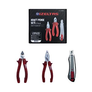 3'lü Kraft Pense Seti 3 Parça Kraft Pense 160mm Kraft Yan Keski 160mm Maket Bıçağı