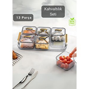 6’lı Kahvaltı Seti 13 Parça Kahvaltılık Bpa Free Sunumluk Şık Tepsili Kahvaltılık