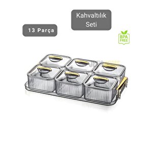 6’lı Kahvaltı Seti 13 Parça Kahvaltılık Bpa Free Sunumluk Şık Tepsili Kahvaltılık