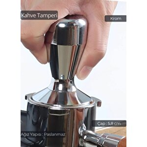 Tamper Krom Kaplama Kahve Tamperi 58 Mm