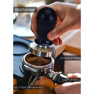 Tamper Klikli Paslanmaz Çelik Kahve Tamperi 58 Mm
