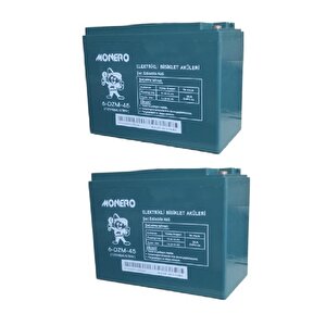 Monero 12v-45 Amper (80amper Ebatlarinda) 2'li Paket Dar E-bike Akü Ebatlar: 223x121x174mm