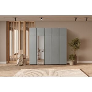 Bony Grey 5 Kapılı Modüllü Gardırop