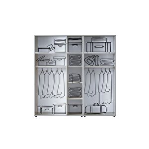 Bony Grey 5 Kapılı Modüllü Gardırop