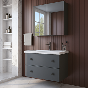 Home Tiflis 65 Cm Mdf Banyo Dolabı Seti Antrasit
