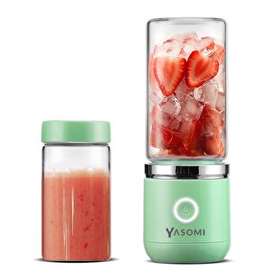 Taşınabilir Kablosuz Şarjlı Cam Smoothie El Blenderi Yeşil ( Türkiye Garantili)