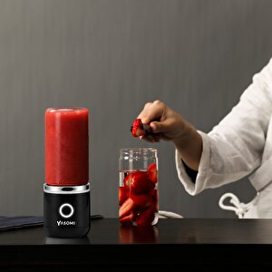 Yasomi Taşınabilir Kablosuz Şarjlı Cam Smoothie El Blenderi Siyah ( Türkiye Garantili)