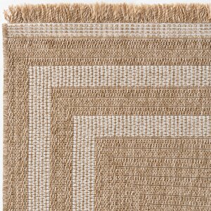 Mocha 668 Beyaz Halı Kilim Mutfak Koridor Yolluk Jüt Hasır Görünüm Dokuma Makine Halı 100x300 cm