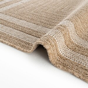 Cool Halı Mocha 668 Beyaz Halı Kilim Mutfak Koridor Yolluk Jüt Hasır Görünüm Dokuma Makine Halı