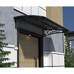 Metal Taşıyıcılı Kapı Üstü Pratik Sundurma Antrasit - Siyah Levha 240 X 110 Md2