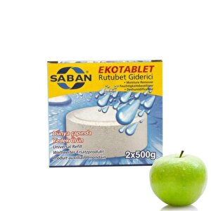 2x500 Gr Saban Rutubet Giderici Nem Alıcı Yedek Tablet Yeşil Elma Kokulu
