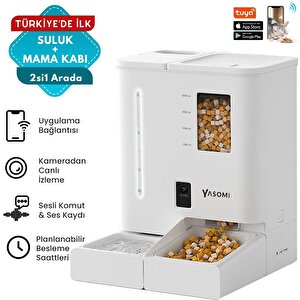 Du-f03v Smartpaw+ 2si1 Arada 4l/5l Kapasiteli Pilli/kablolu Akıllı Otomatik mama ve su kabı (beyaz)