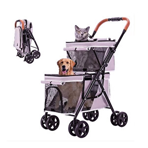 Patigo Ld03m 2 Katlı Katlanabilir Kedi Ve Köpek Arabası (pembe)