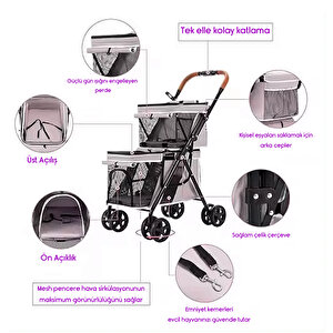 Patigo Ld03m 2 Katlı Katlanabilir Kedi Ve Köpek Arabası (pembe)
