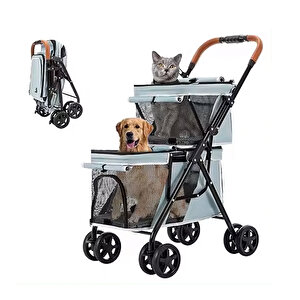 Patigo Ld03m 2 Katlı Katlanabilir Kedi Ve Köpek Arabası (mavi)
