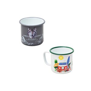 Campout Emaye Kupa Karavan+gri Kurt Set