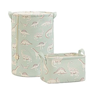 2'li Çocuk Odası Dinozor Sepet Set 1 Adet 30 X 21 X 18 / 36 X 50 Cm