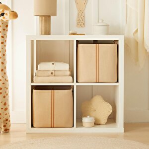 2'li Çocuk Odası Jüt Keten Kumaş Sepet Set 30 X 30 X 30 Cm