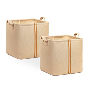 Ocean Home Textile 2'li Çocuk Odası Jüt Keten Kumaş Sepet Set 30 X 30 X 30 Cm