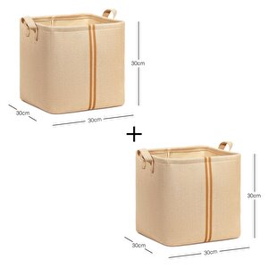 Ocean Home Textile 2'li Çocuk Odası Jüt Keten Kumaş Sepet Set 30 X 30 X 30 Cm