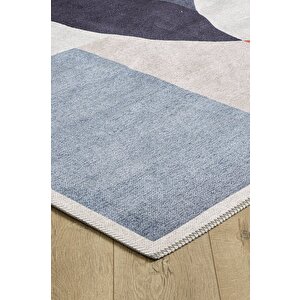 Halı Atölyesi Krem Overlok Salon&yolluk Dijital Baskılı Makinede Yıkanabilir Kaymaz Taban Halı Yy019