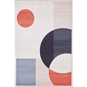 Krem Overlok Salon&yolluk Dijital Baskılı Makinede Yıkanabilir Kaymaz Taban Halı Yy019 100x150 cm