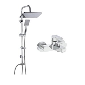 Artema Flow Square Krom Banyo Bataryası + Duxxa Mirage Krom Tepe Duş Seti