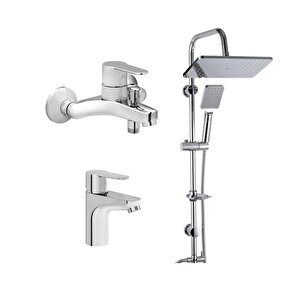 Win S Banyo Bataryası + Lavabo Bataryası + Duxxa Mirage Tepe Duş Seti