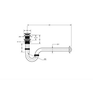 Krom Lavabo Sifonu Pop-up Q32mm U Borulu