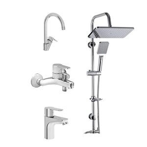 Win S Banyo Bataryası + Lavabo Bataryası + Eviye Bataryası + Duxxa Mirage Tepe Duş Seti
