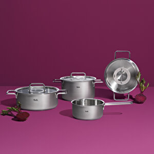 Pure Collection 9 Parça Metal Kapak Çelik Tencere Seti