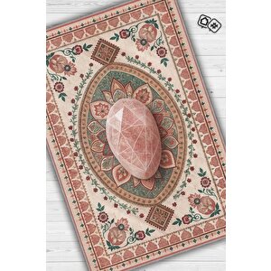 Pembe Kuvars Taşı Halısı Pembe Renkli Aura Taşı Enerji Spiritüel Temalı Modern Halı 160x240 cm