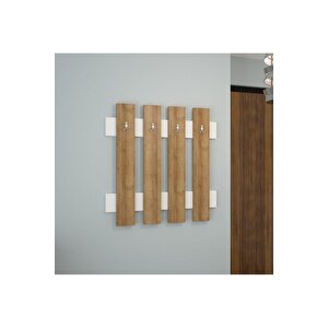 Fulya Duvar Elbise Askılık, Banyo, Mutfak, Ofis, Kapı Arkası Askılık, Meşe Beyaz