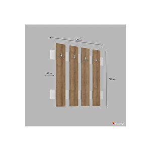 Fulya Duvar Elbise Askılık, Banyo, Mutfak, Ofis, Kapı Arkası Askılık, Meşe Beyaz