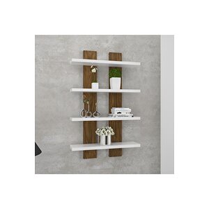 Nergis 4 Lü Duvar Rafı, Moderen Ahşap, Baharatlık, Çerçeve, Kitaplık