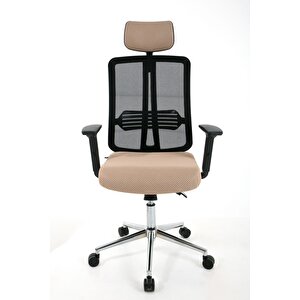 Zeon | Comfort Ofis Koltuğu Çalışma Koltuğu |bej |krom Yıldız Ayak